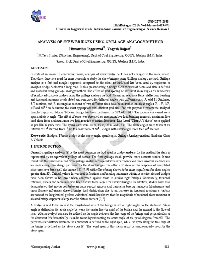 Analysis of Skew Bridge Grillage | PDF | Bending | Beam (Structure)