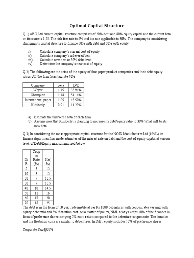 Cases Optimal Capital | PDF