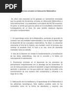 Algunas Tendencias Actuales en Educación Matemática