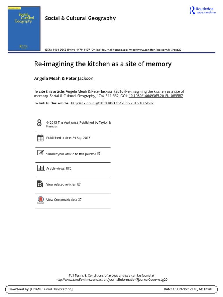 Re Imagining The Kitchen As A Site of Memory | PDF | Memory | Ethnography