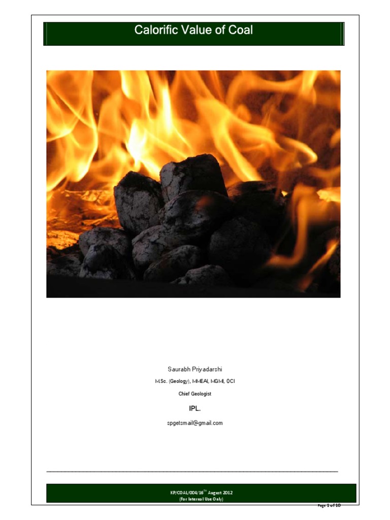 Calorific Value of Coal Explained PDF
