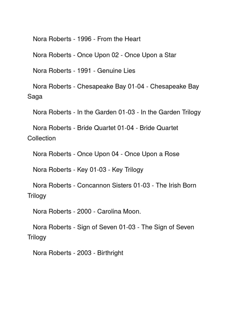Nora Roberts List of Books
