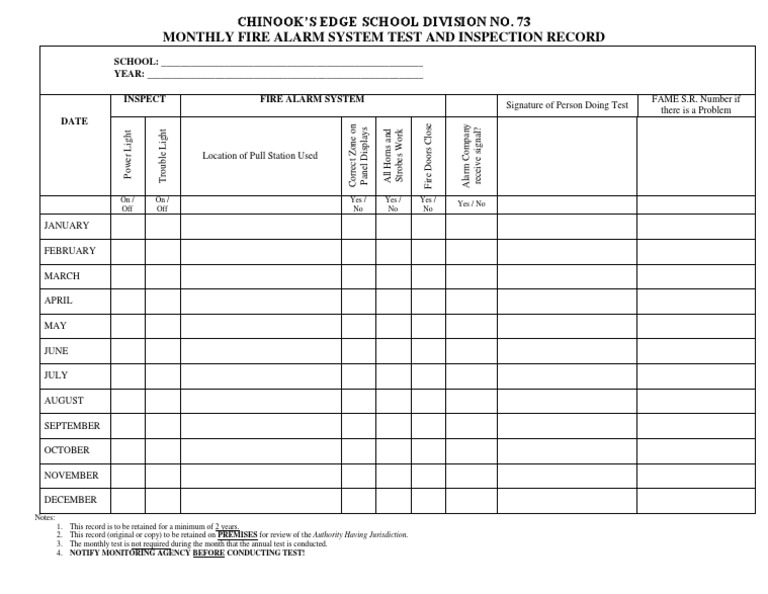 Fire Alarm Test Sheet | PDF | Safety