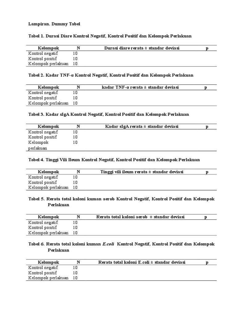 Dummy Table PDF