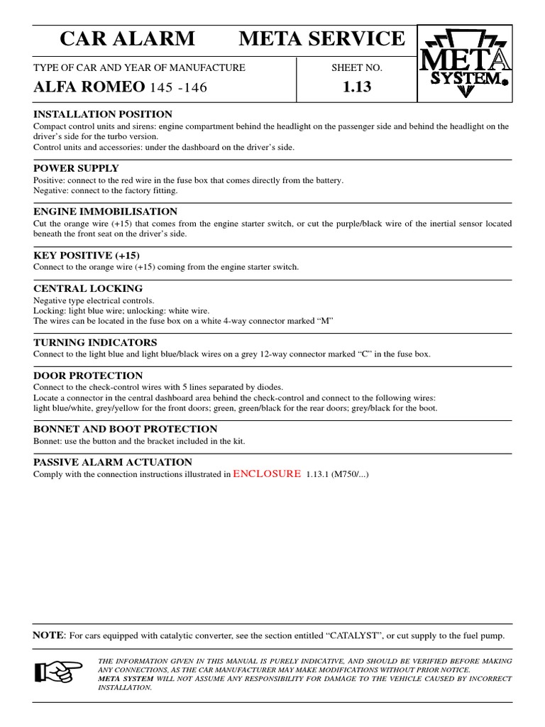 Meta system car alarm manual 477t
