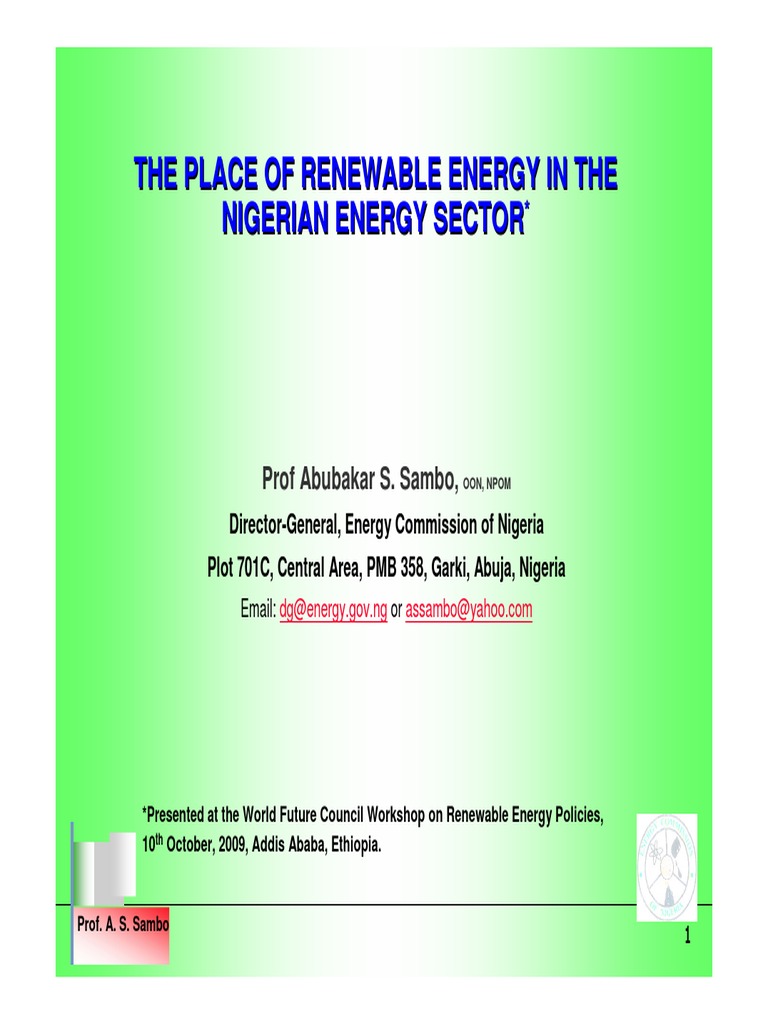 Nigeria's Renewable Energy Masterplan | PDF | Nigeria | Renewable Energy