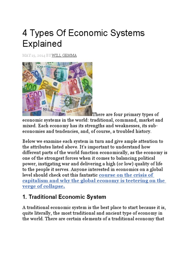 4 Types of Economic Systems Explained | Economic System | Capitalism