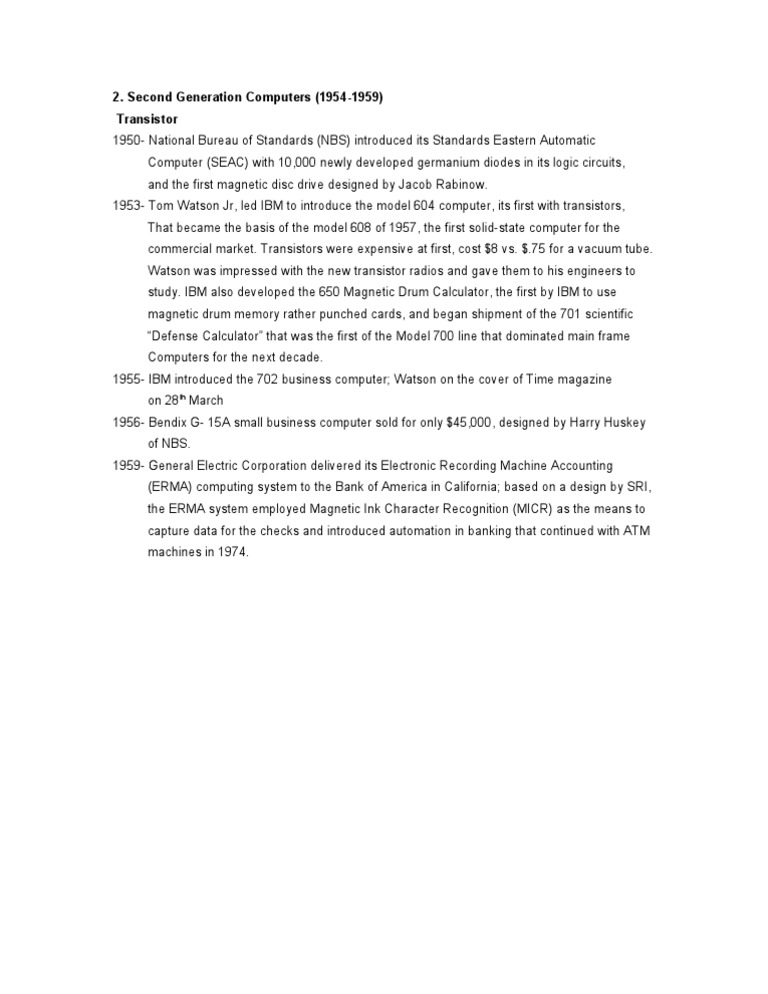 Second Generation Computers Overview | PDF | Technology & Engineering