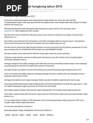 Goalindah Com Data Keluaran Togel Hongkong Tahun 2016