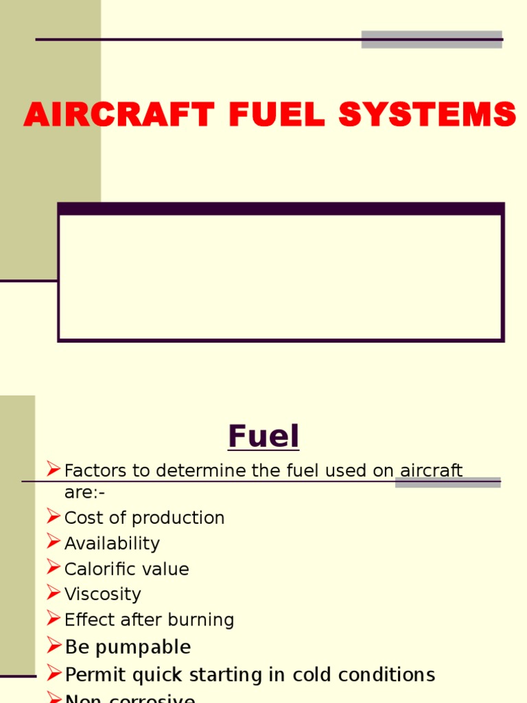 Aircraft Fuel Systems PDF Jet Fuel Motor Oil