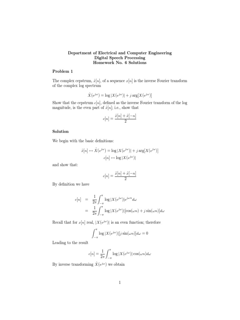 ECE Digital Speech Homework Solutions | PDF | Signal Processing ...
