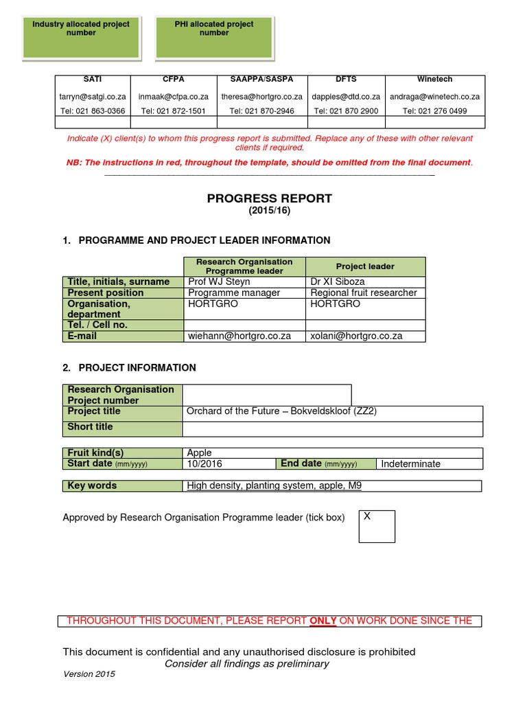 HORTGRO Science Progress Report Template Botany Plants