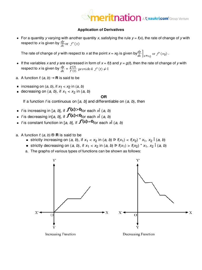 Application Of Derivatives Maxima And Minima Differential Calculus