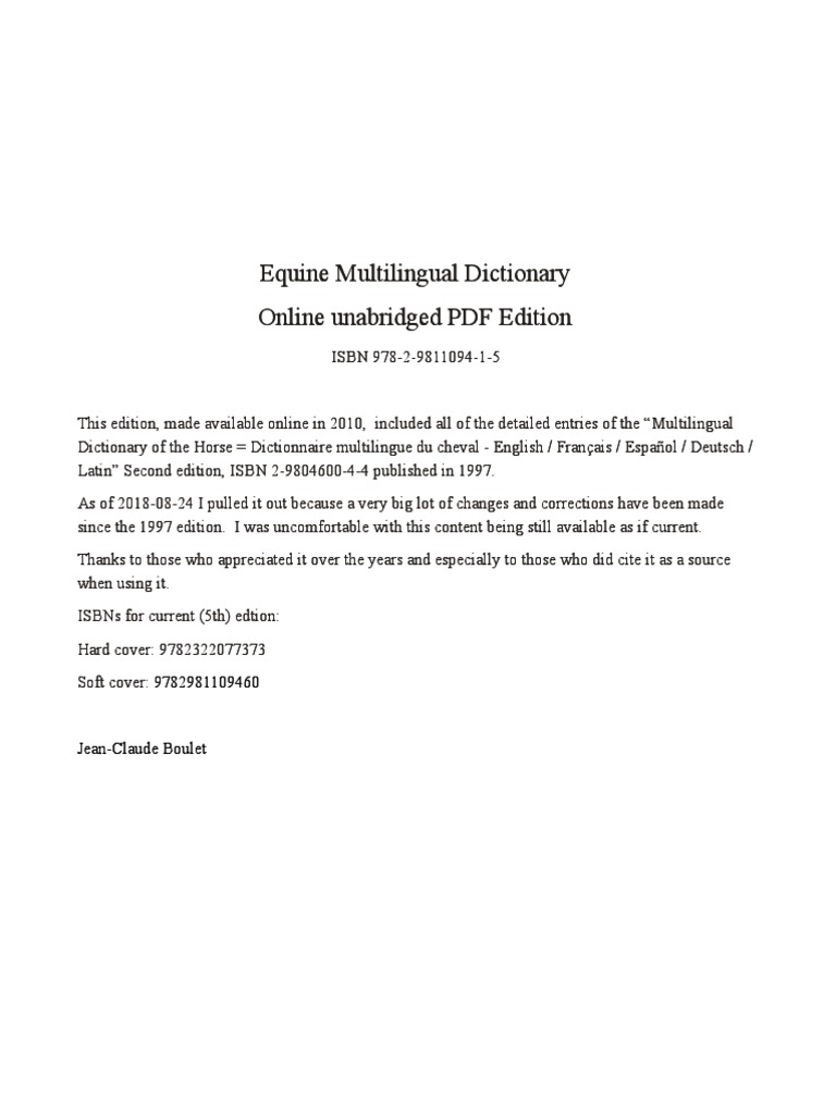 Equine Multilingual Dictionary Online Unabridged Pdf Edition Pdf Mammal Breeds Horses