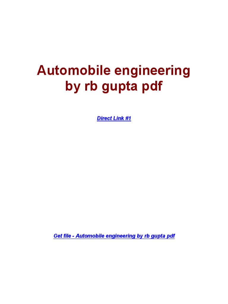 RB Gupta's Automobile Engineering PDF | PDF | Portable Document Format ...