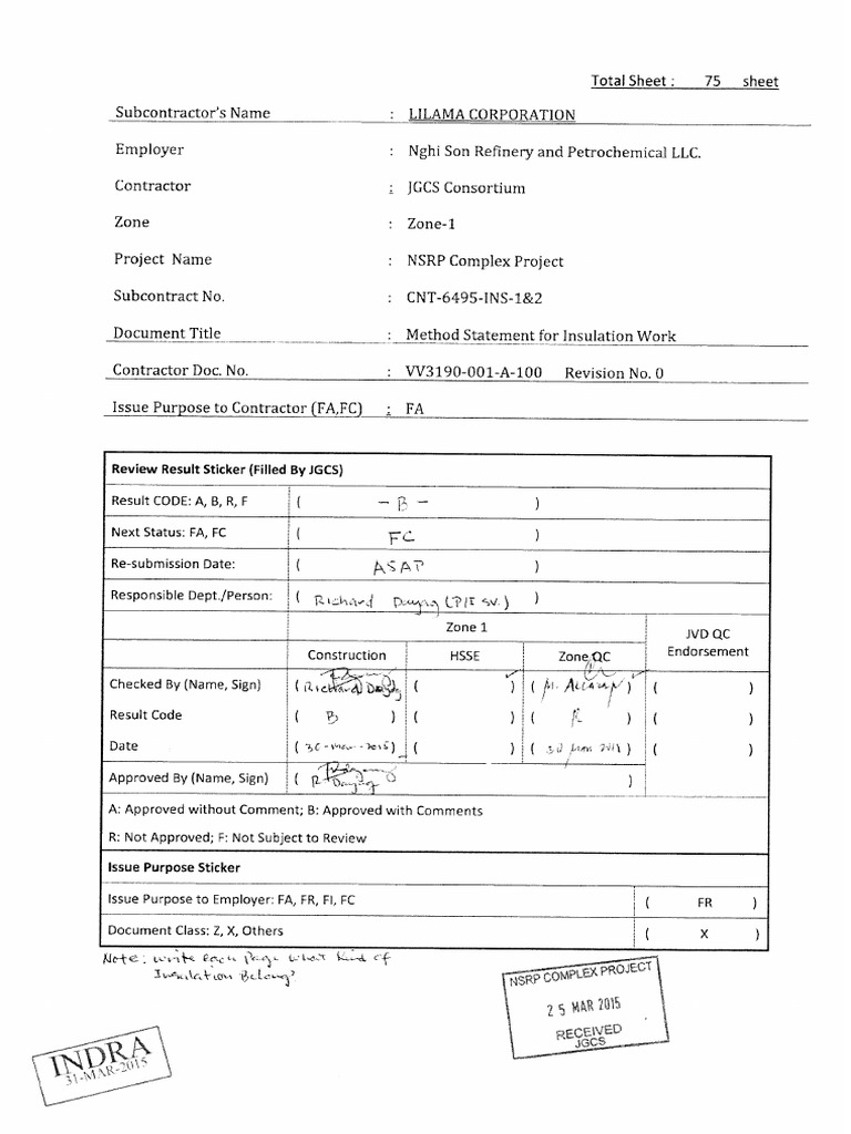 Method Statement For Insulation Work | PDF