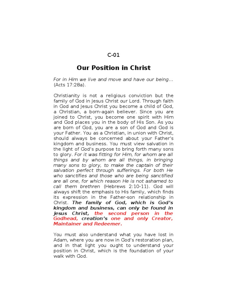 Understanding Our Position in Christ | PDF | Heaven | Grace In Christianity