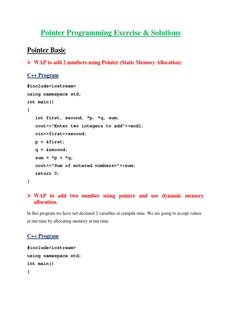 Pointer Programming Exercise Solutions Copy Pointer Computer Programming Array Data Structure
