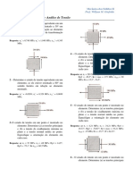 Lista de Exercícios Analise de Tensao - Mecânica Dos Sólidos II PDF