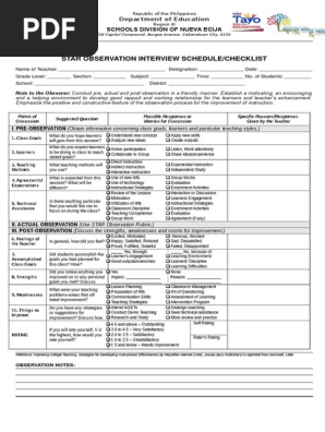 Interview Guide Checklist STAR Observation
