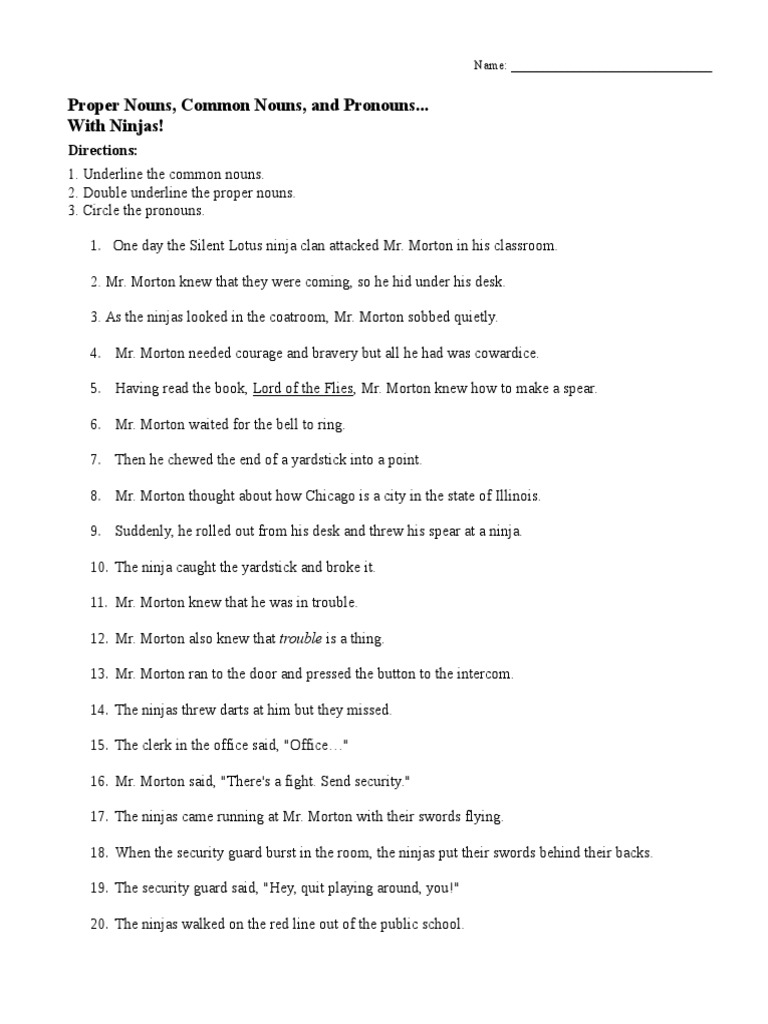 proper nouns common nouns and pronouns syntax