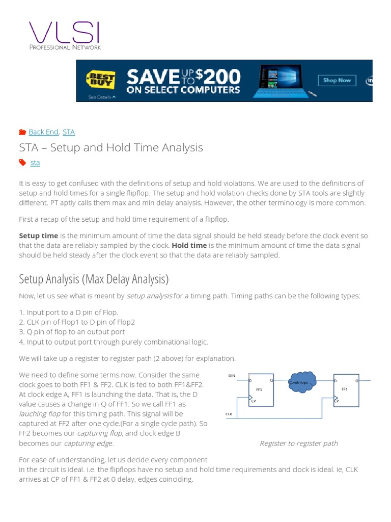 STA - Setup and Hold Time Analysis - VLSI Pro | PDF | Digital ...
