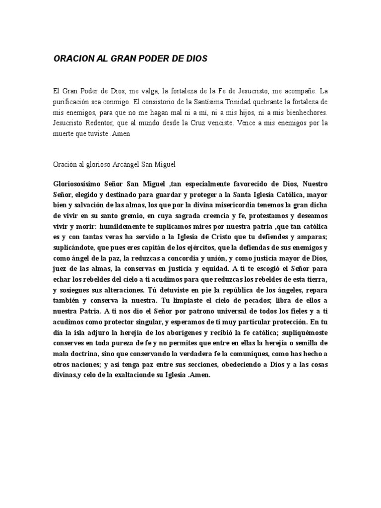 Oración al Gran Poder de Dios | PDF | Cristo (título) | Oración