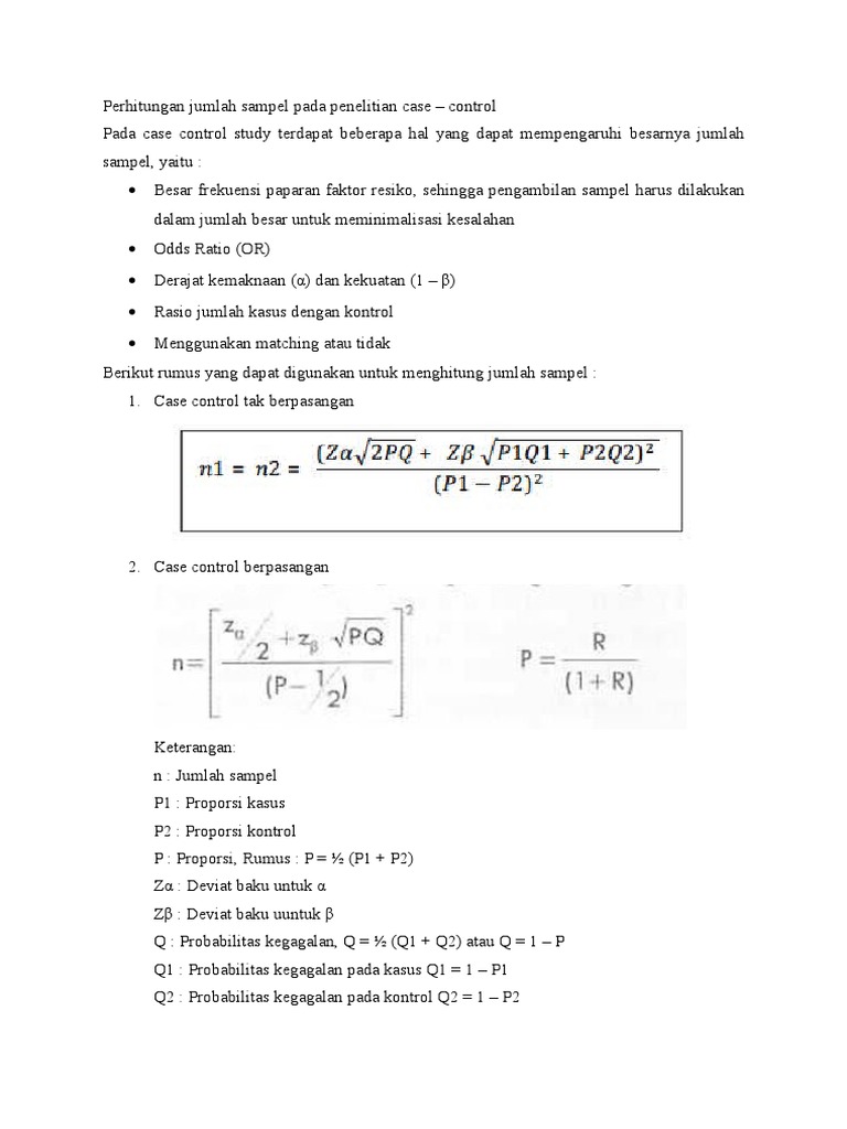 Rumus Sampel dalam Penelitian Case Control | PDF
