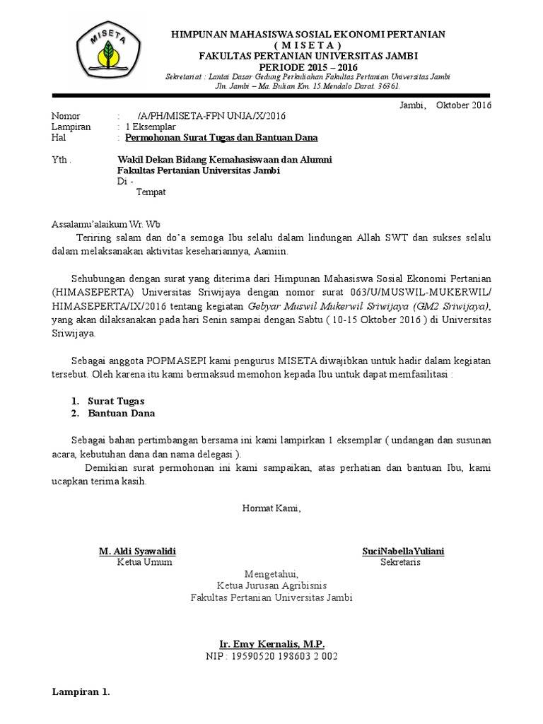 Surat Permohonan Bantuan Pertanian Contoh surat Permohonan