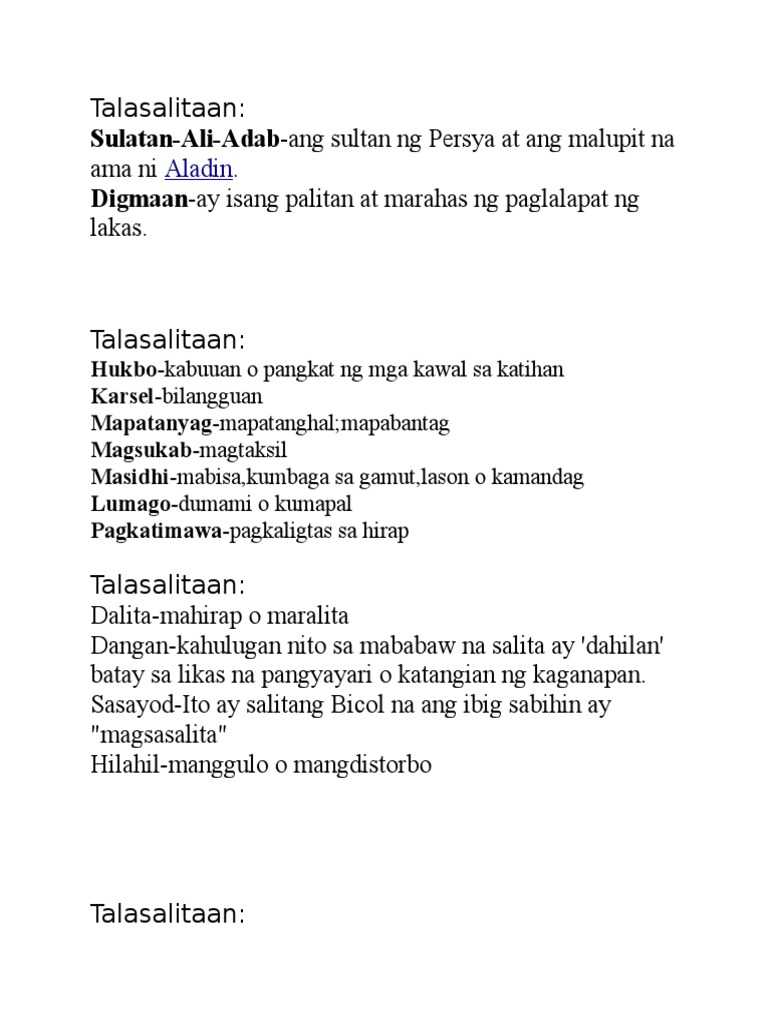 Talasalitaan | PDF