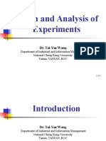 Design and Analysis of Experiments: Dr. Tai-Yue Wang