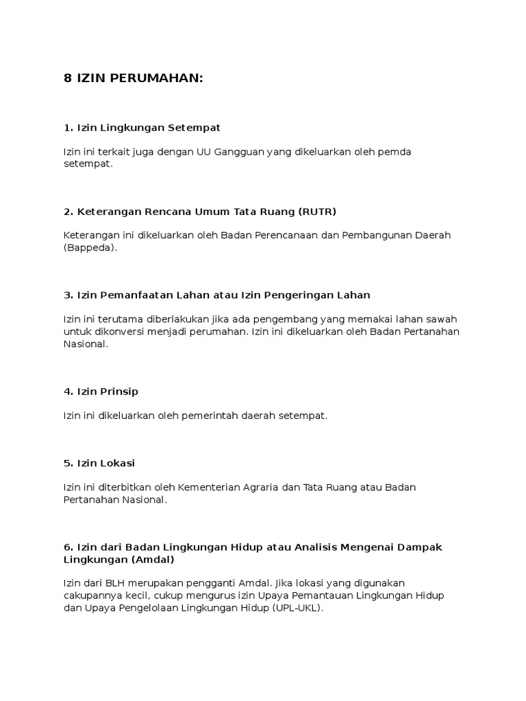 Perizinan Ringkas Perumahan