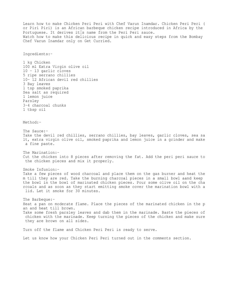 How To Make Chicken Peri Peri African Barbeque Chicken Recipe The