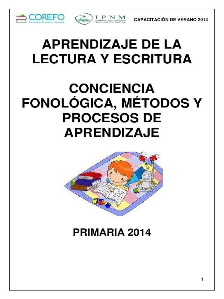 Aprendizaje de La Lectura y Escritura. Conciencia Fon | PDF | Lectura ...
