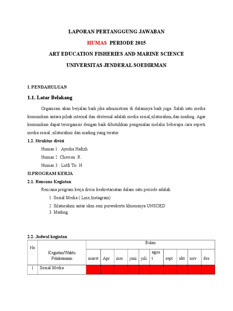Laporan Pertanggungjawaban Humas 2015 | PDF | Karier & Perkembangan