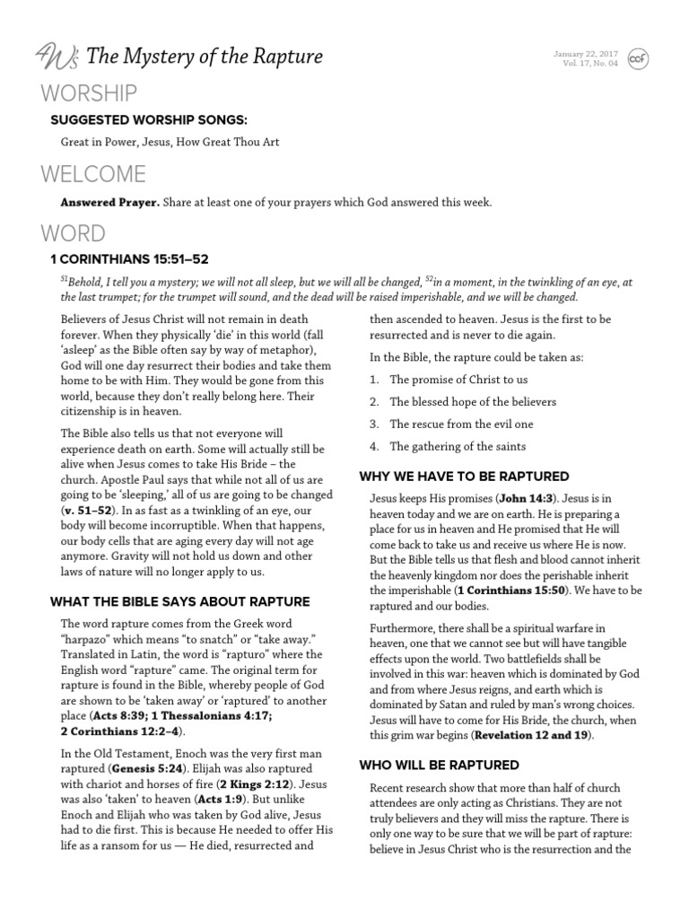 Understanding the Rapture Mystery | PDF | Rapture | Heaven