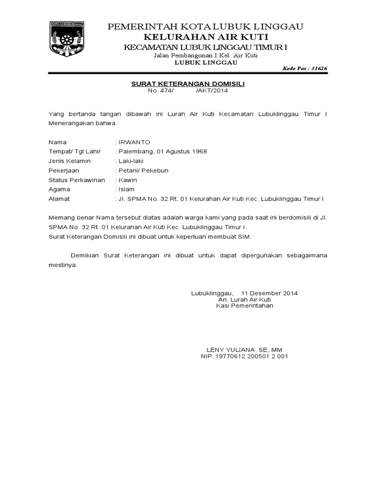 Status Domisili Adalah