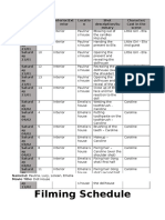 Filming Schedule