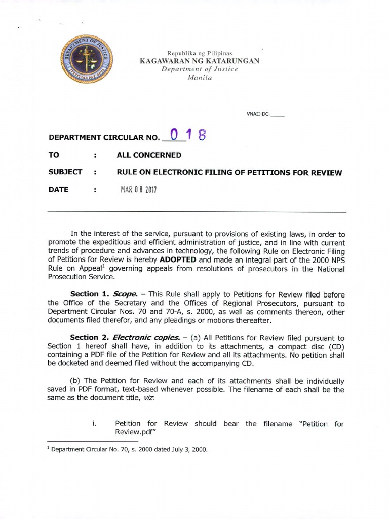 Electronic Filing DOJ | PDF | Pleading | Computer File