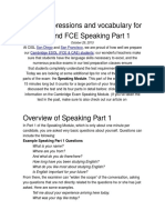 FCE PART 1useful Expressions and Vocabulary For CAE and FCE Speaking Part 1