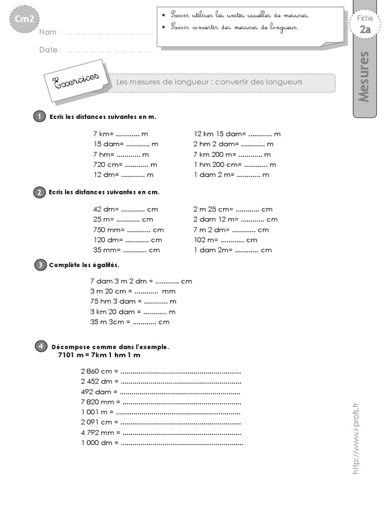 Exercice De Conversion Et Corrigé Pdf Cm2 Cm2 Exercices Longueurs Convertir | PDF | Des sports | Jeux olympiques d'été