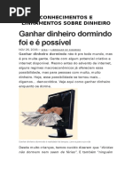 Conhecimentos e Linhamentos Sobre Dinheiro