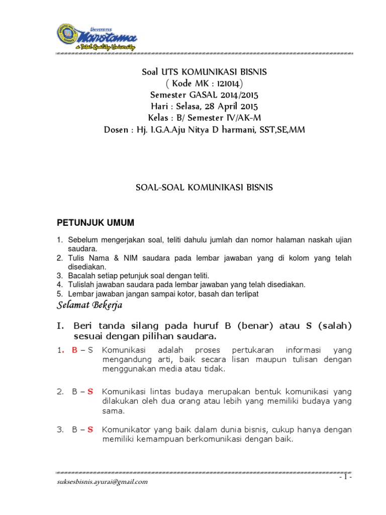 Soal Kombis Jawab Kombis 2015 Uts