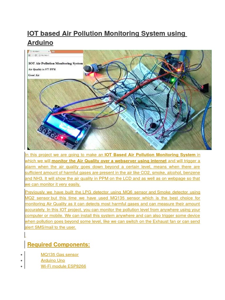 IOT Based Air Pollution Monitoring System Using Arduino | PDF | Web ...
