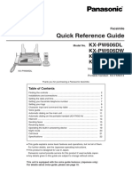 Quick Reference Guide: KX-PW606DL KX-PW606DW KX-PW616DL KX-PW616D