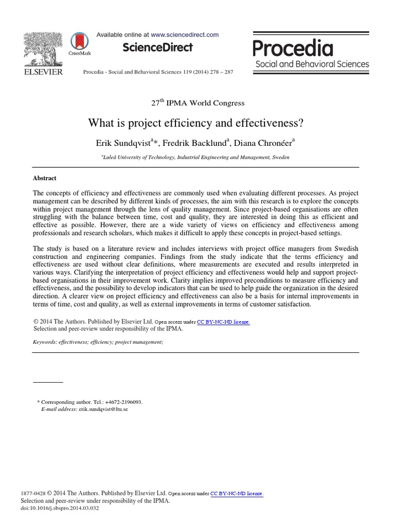 What Is Project Efficiency and Effectiveness | PDF | Evaluation ...