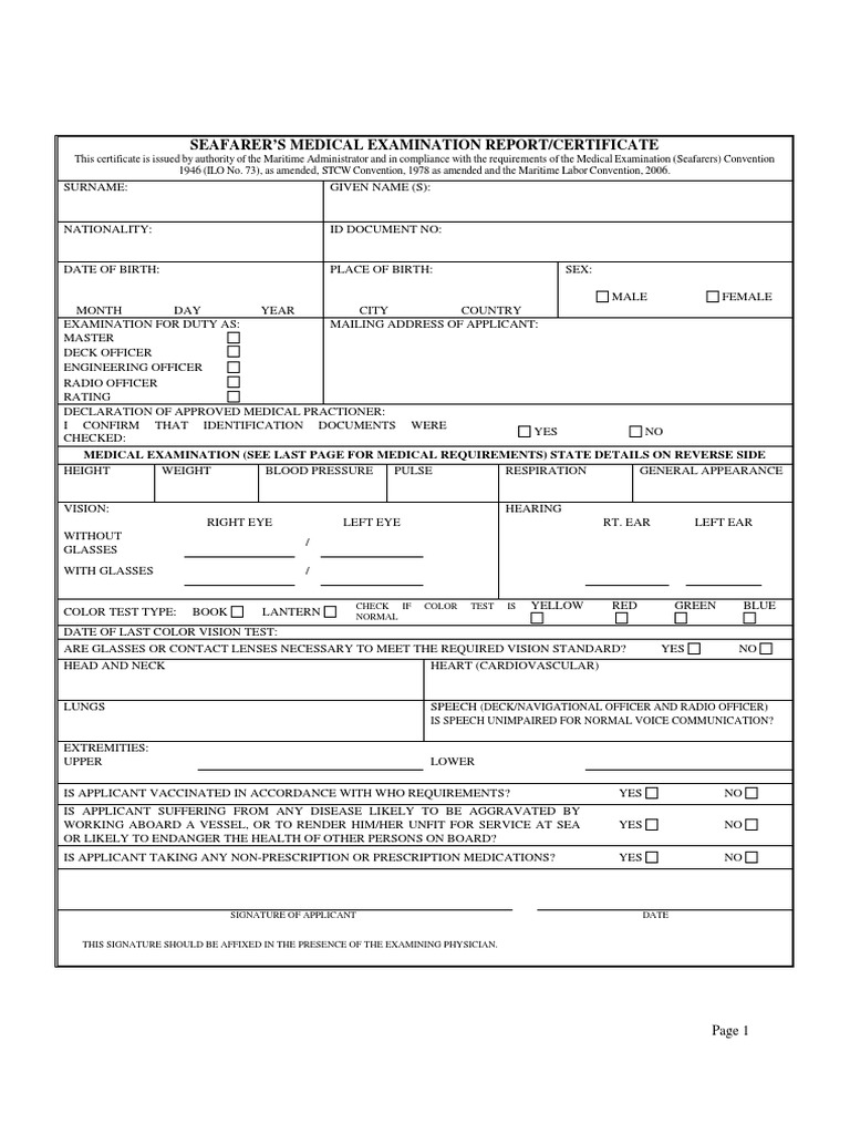 Documents MLC Medical Report Download Free PDF Sailor Physical