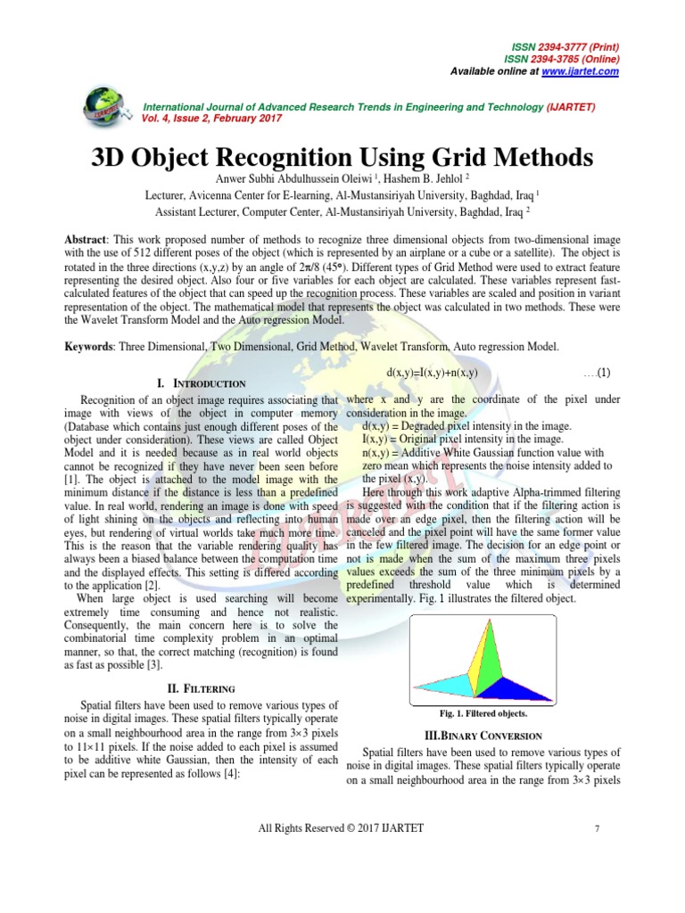 3D Object Recognition Using Grid Methods | PDF | Wavelet | Rendering ...
