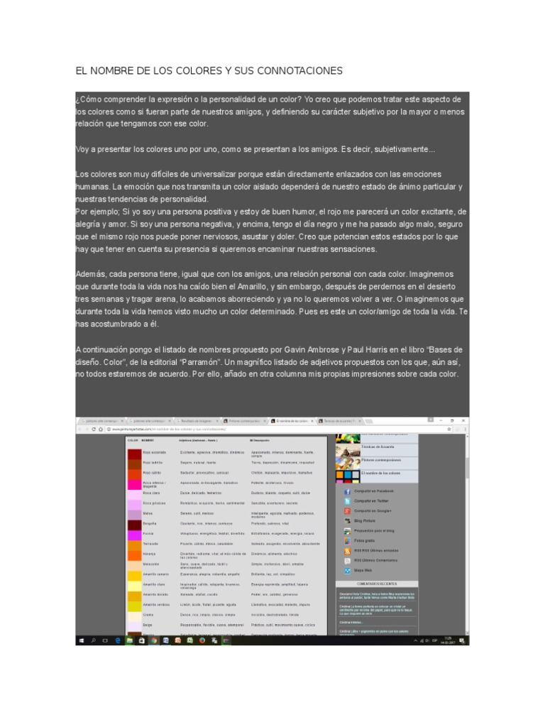 El Nombre De Los Colores Y Sus Connotaciones
