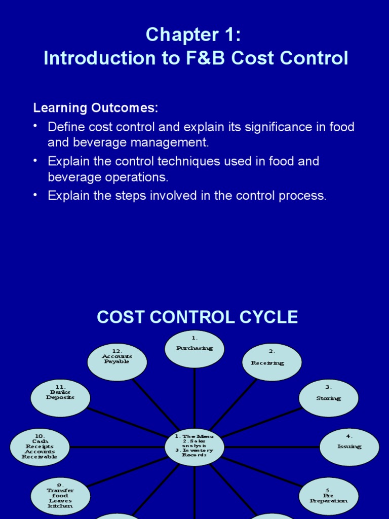 CH 1 Introduction To FB Cost COntrol PDF Cost Accounting Point Of